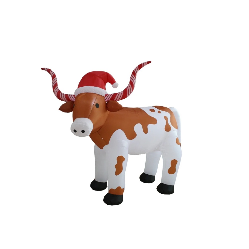 Candy Cane Longhorn Cow Christmas Inflatable by Holiday Time Airblown 6.4' x 7'